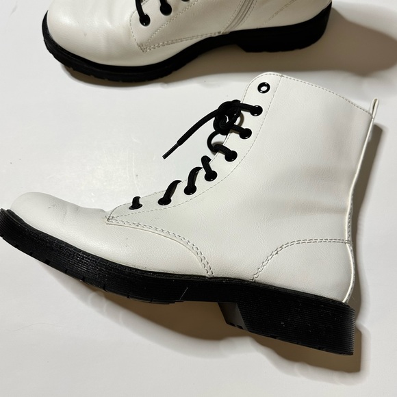 White Combat Boots Faux Leather Combat Boot - Picture 7 of 11
